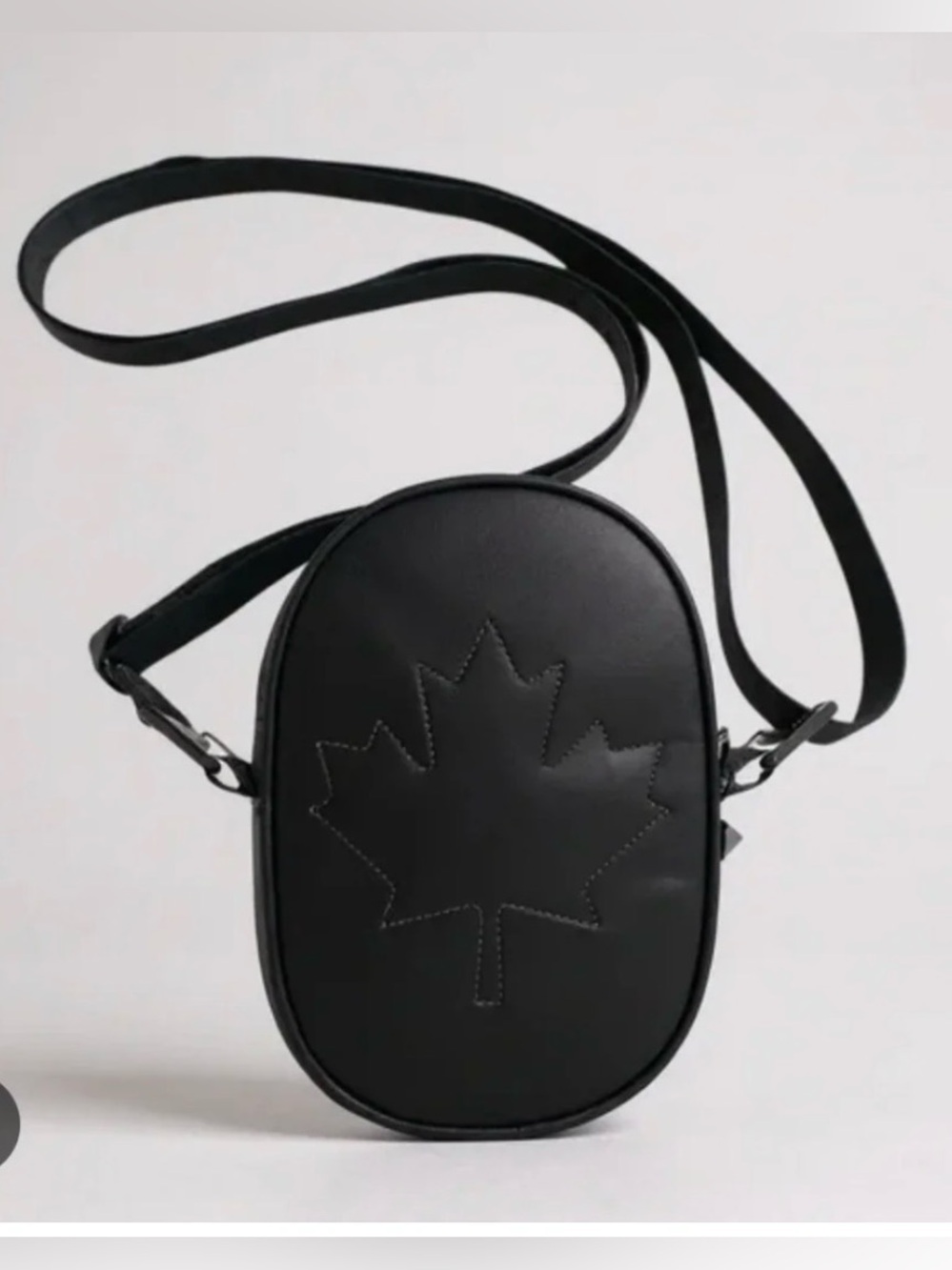 Lululemon Black Crossbody Bag with Maple Leaf Stitching NWT